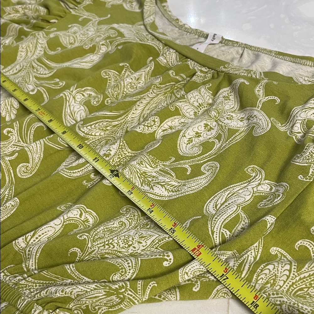 anthropologie daily practice green paisley puff sleeves dress size large - Picture 5 of 9